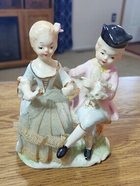 Victorian man woman hand painted Tilso Japan Colonial couple figurine Vintage